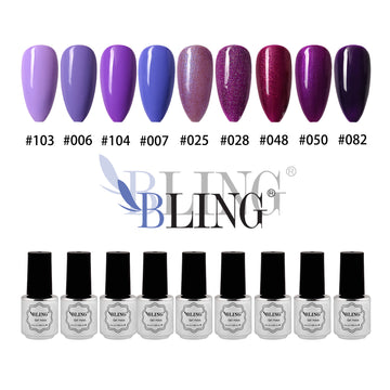 BLING 9-Color Purple Gel Nail Polish Set | Lavender, Violet & Deep Plum Shades for Elegant & Luxury Manicures