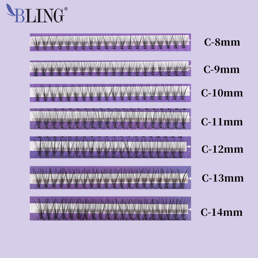 BLING DIY Eyelash Extensions XEC-001 C D Curl Cluster Series