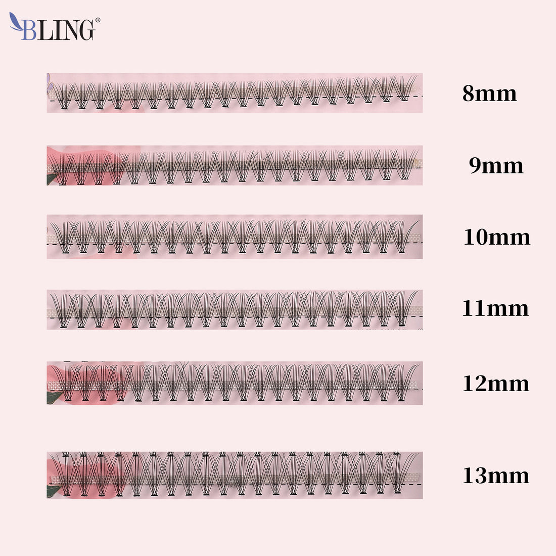 BLING Fashion Eyelash Grafting Clusters | Single-Length DIY Lashes for Natural, Seamless Extensions