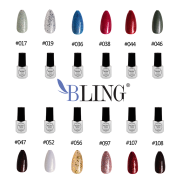 BLING 12-Color Glitter Gel Nail Polish Set | Diamond Sparkle, Shimmer & Sequin Top Coat Collection for Nail Art