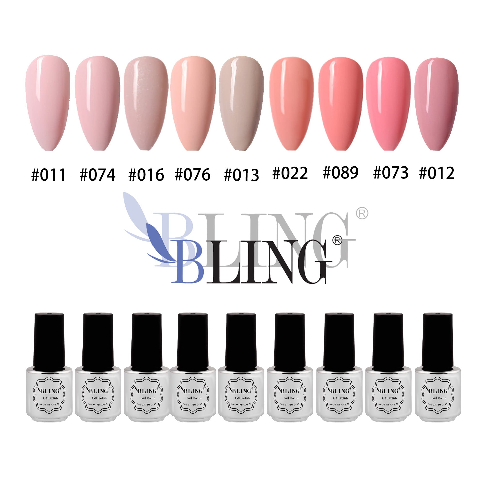 BLING 9-Color Nude Gel Nail Polish Set | Milky White, Beige & Neutral Pinks for French Manicure & Daily Wear