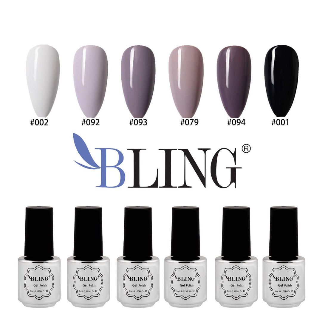 BLING Muted Mauve 6-Shade Gel Polish Kit - Neutral Purple Tones