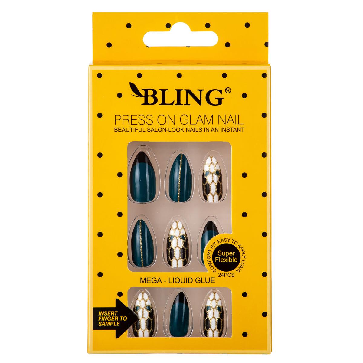 BLING Printed Glam Press-On Nails (16 Styles) - 24pcs Single Box