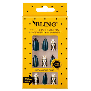 BLING Printed Glam Press-On Nails (16 Styles) - 24pcs Single Box
