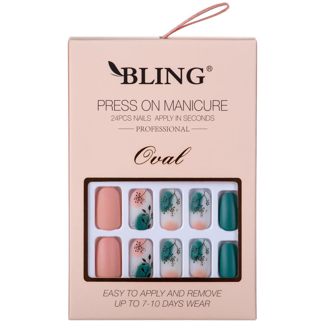 BLING Oval Press-On Nails - Seasonal Printed Art (24pcs Single Box)