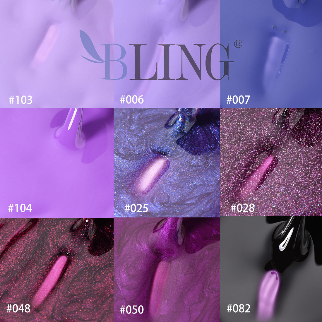 BLING 9-Color Purple Gel Nail Polish Set | Lavender, Violet & Deep Plum Shades for Elegant & Luxury Manicures