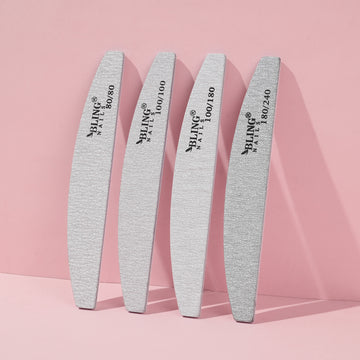 BLING Professional Curved Nail File Set | Dual-Sided Half-Moon Files for Acrylic, Gel & Natural Nail Shaping