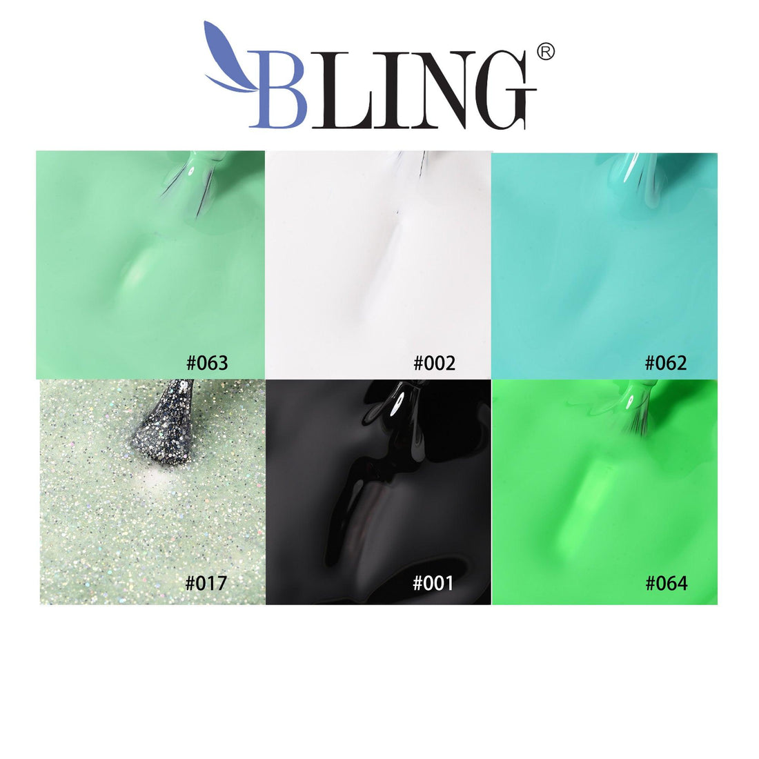 BLING Spring Moss 6-Shade Gel Kit - Fresh Green Tone Polish