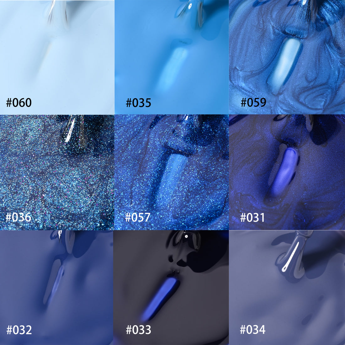 BLING 9-Color Blue Gel Nail Polish Set | Sky Blue, Royal Blue & Glitter Collection for Ocean-Inspired Nails