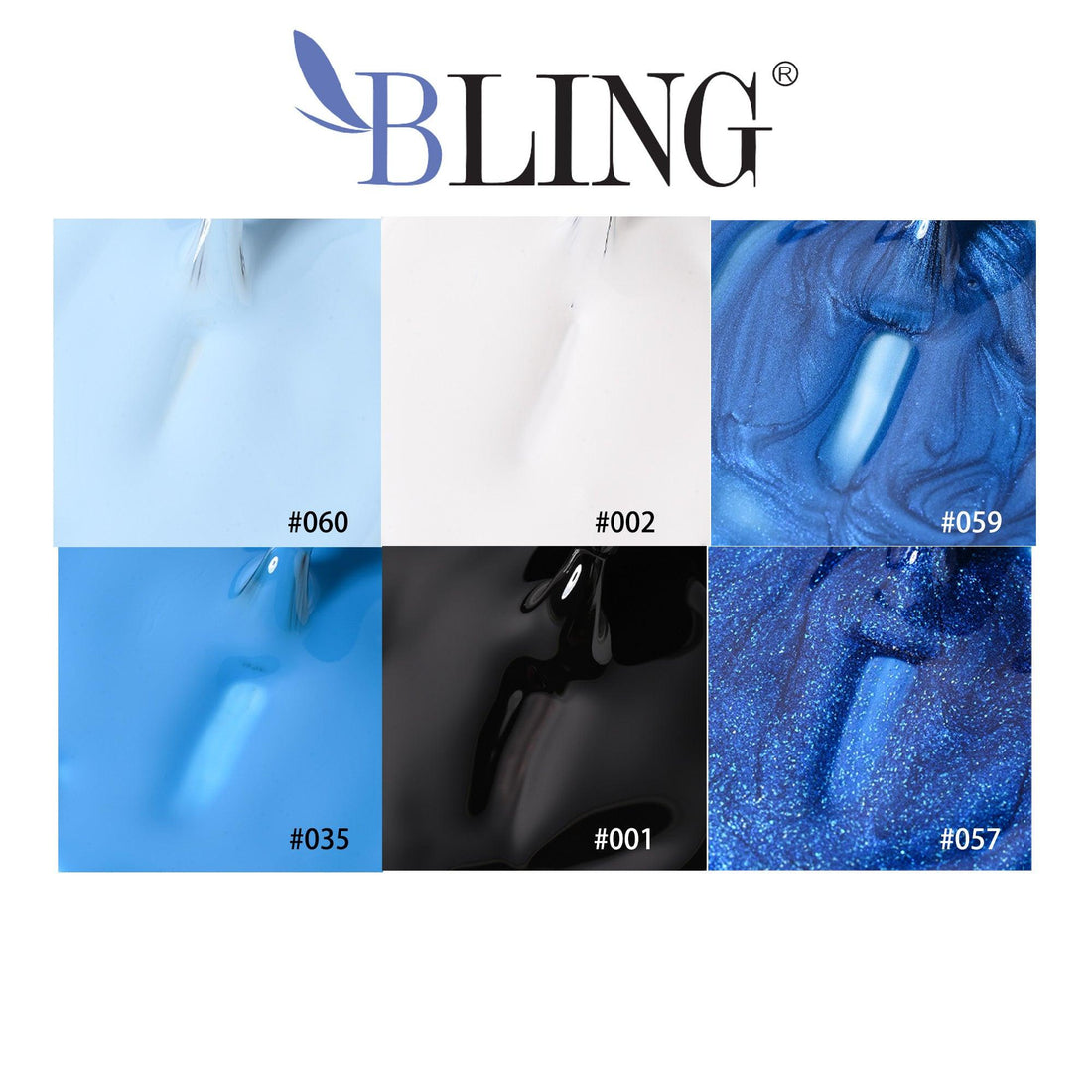 BLING Serene Lake 6-Shade Gel Kit - Cool Blue Tone Polish