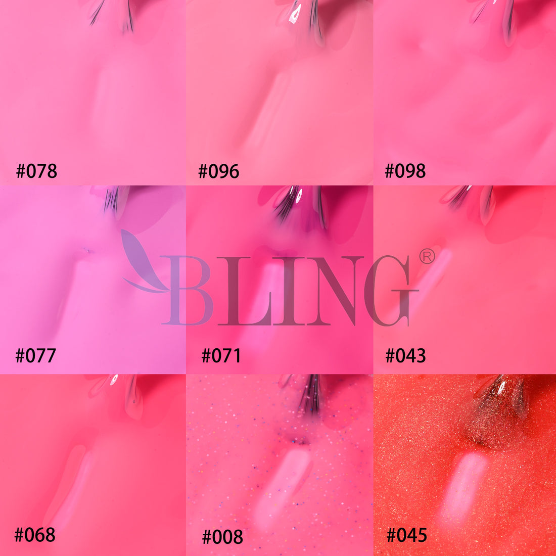 BLING 9-Color Pink Gel Nail Polish Set | Neon & Pastel Shades for DIY Manicure & Pedicure