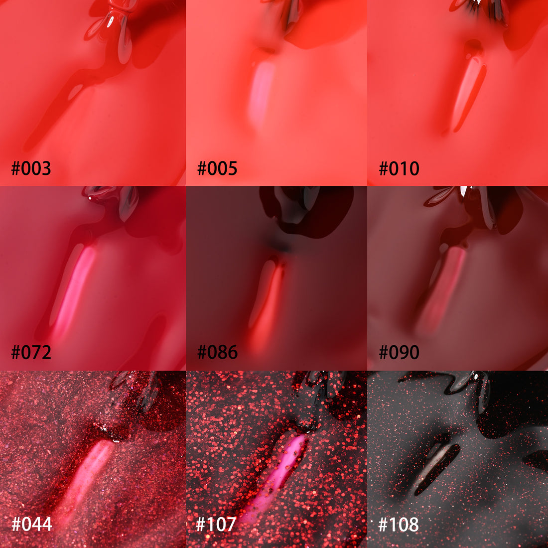 BLING 9-Color Red Gel Nail Polish Set | Classic Red, Burgundy & Glitter Shades for Holiday Manicures