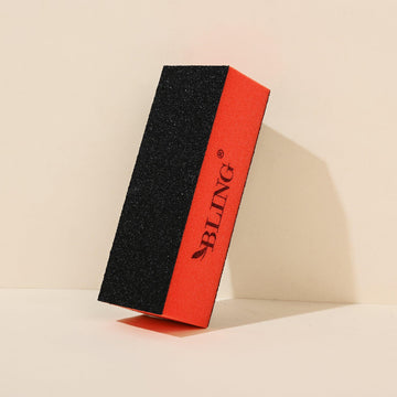 BLING 180 Grit Nail Buffer Block - 3-Sided Sanding File (Black & Orange)