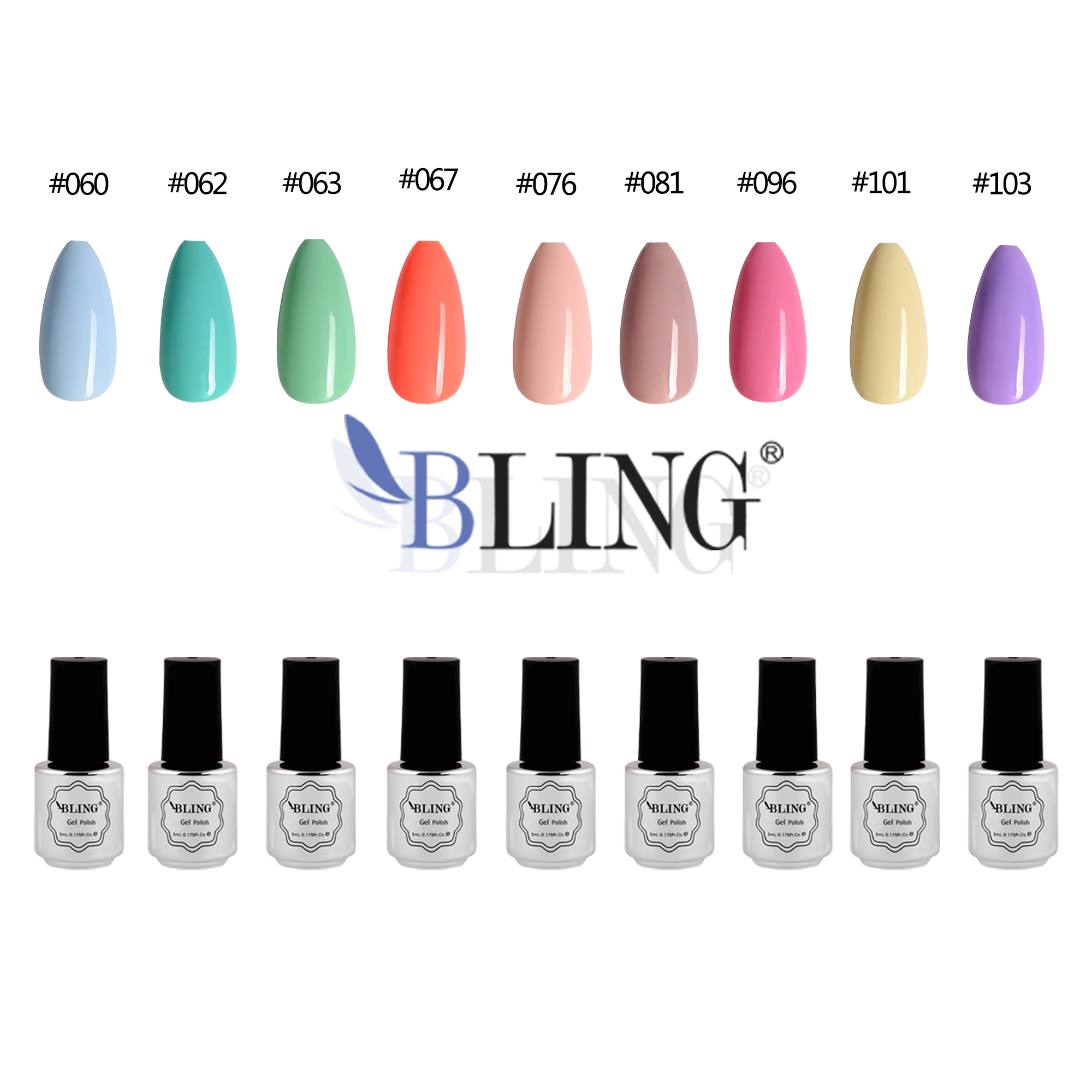 BLING 9-Color Pastel Macaron Gel Nail Polish Set | Soft Candy, Spring & Easter Shades for Cute DIY Manicure