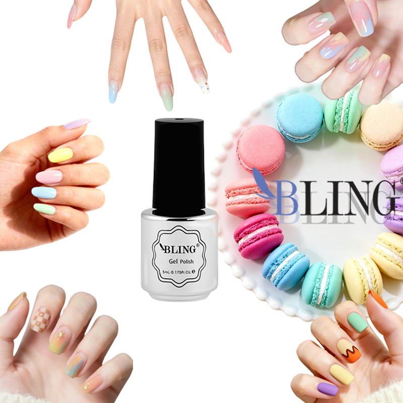 BLING 9-Color Pastel Macaron Gel Nail Polish Set | Soft Candy, Spring & Easter Shades for Cute DIY Manicure